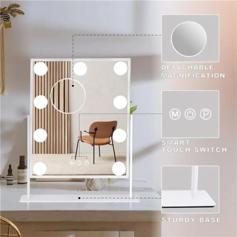 Vanity Mirror with Lights Hollywood Lighted Makeup Mirror with 9 Dimmable Bulbs